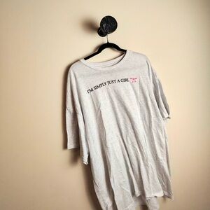 Gray T-Shirt with Pink Text